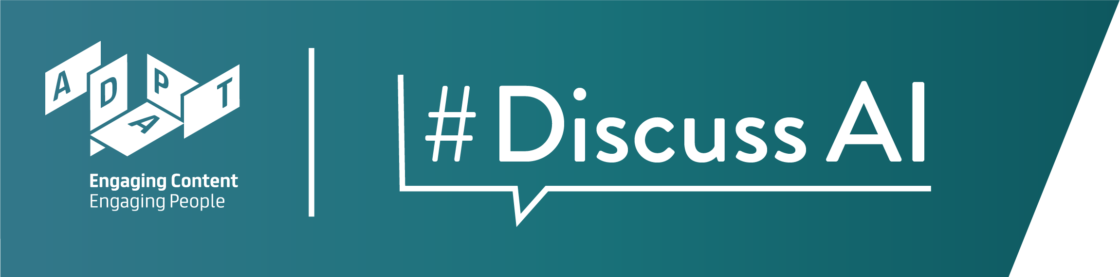 DiscussAI2022-01 ADAPT Centre #DiscussAI logo - white text on teal green background